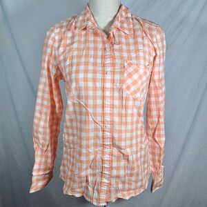 Patagonia Shirt Women's Orange‎ Gingham Long Sleeve Brookgreen Button Down XS